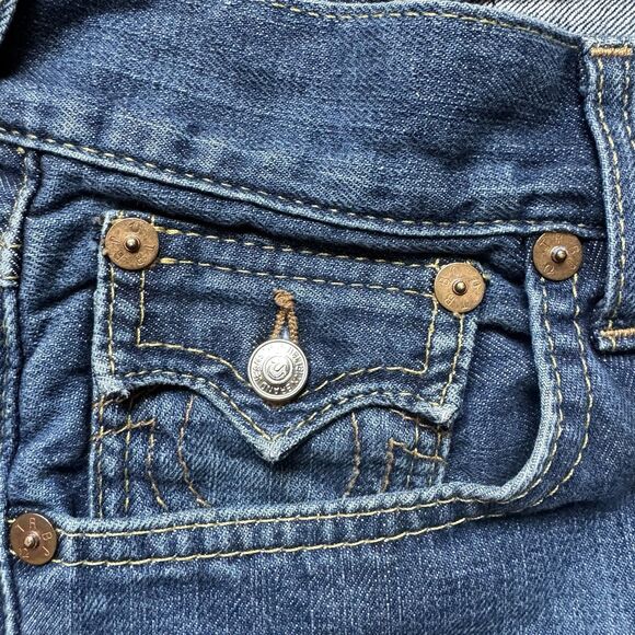 Vintage True Religion Boot Cut Jeans Women 29 Blue Low Rise Flap Pocket - Picture 6 of 13